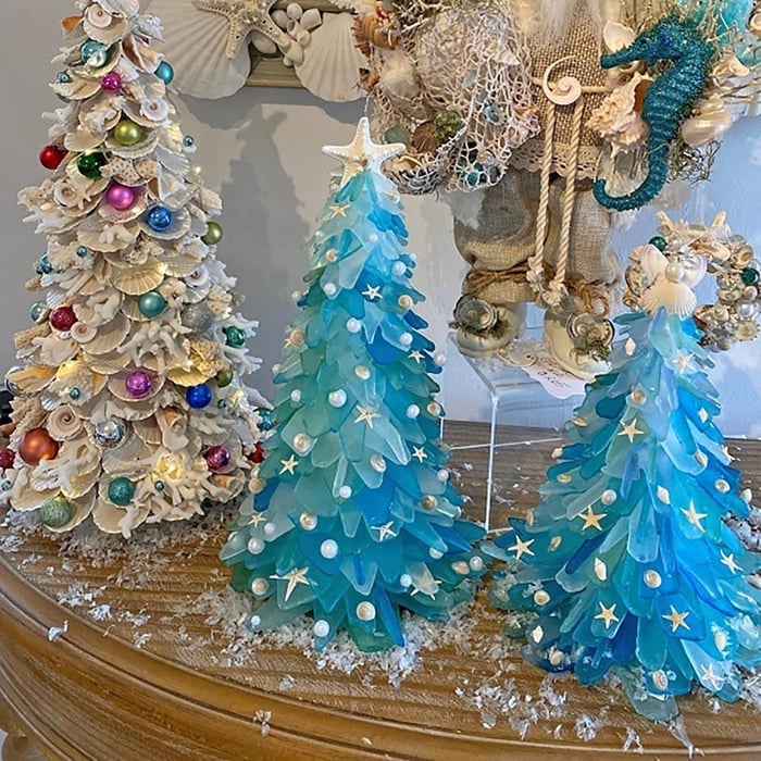 Unique Handcrafted Sea Glass Christmas Ornament