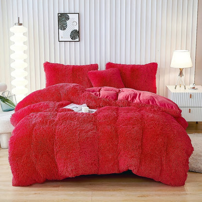 Cozy Fesara Plush Duvet Cover Set with Zipper