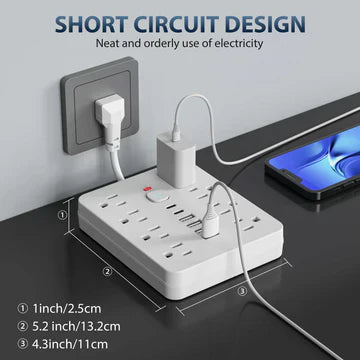 Compact 14-Port Power Strip with Surge Protector
