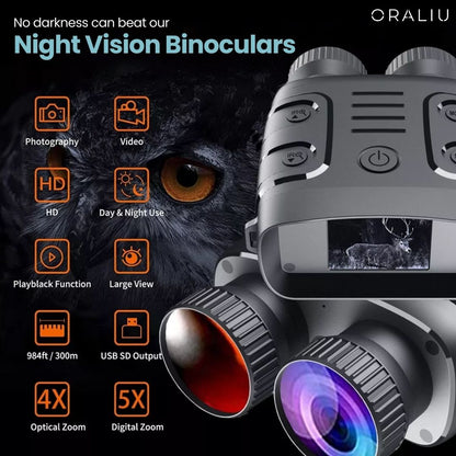 Clear Night Vision Binoculars - 5x Zoom HD Infrared