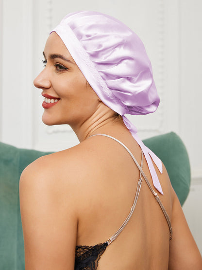 Soft Silk Sleep Cap with Satin Ribbons