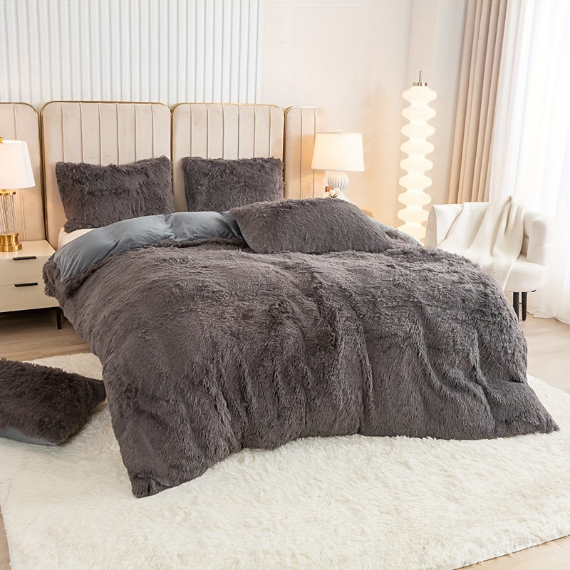 Cozy Fesara Plush Duvet Cover Set with Zipper