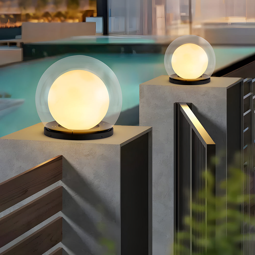 Modern Outdoor Solar Pillar Lamp - Weatherproof Garden Light with Dual-Layer Moonlight Design-2
