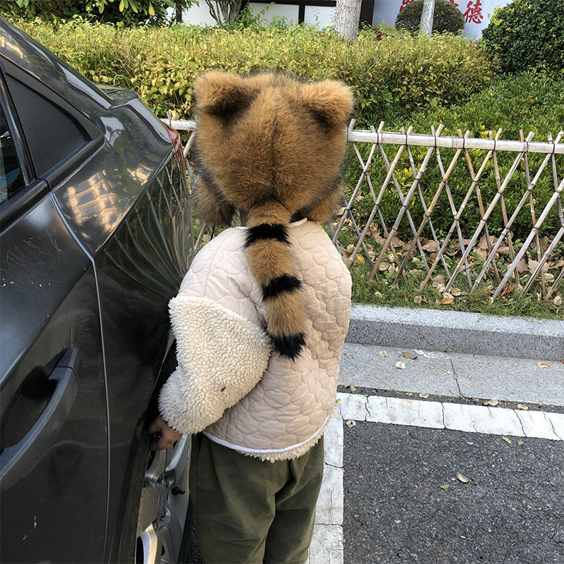 Adorable Faux Fur Raccoon Family Hat