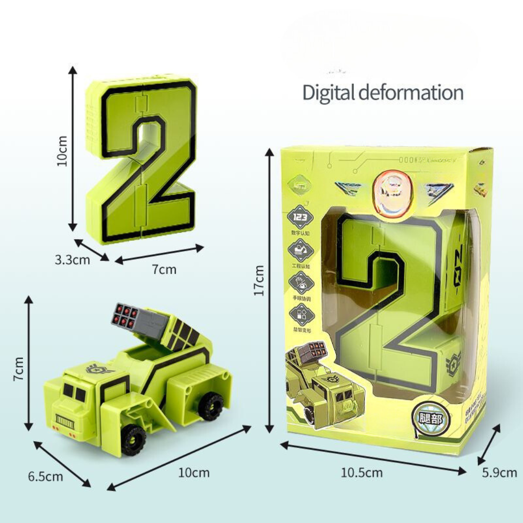 Portable Kids Number Car Toy Set