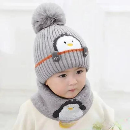 Cozy Animal Knit Hat and Scarf Set for Children