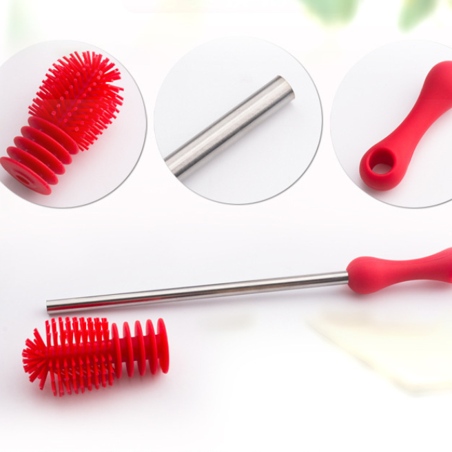 Soft Bristle Baby Bottle Cleaning Brush with Replaceable Head