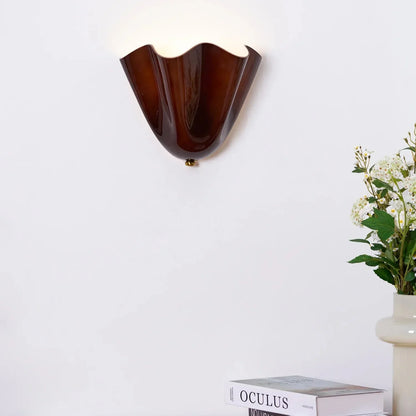 Vintage Glass Wall Lamp in Floral Shade