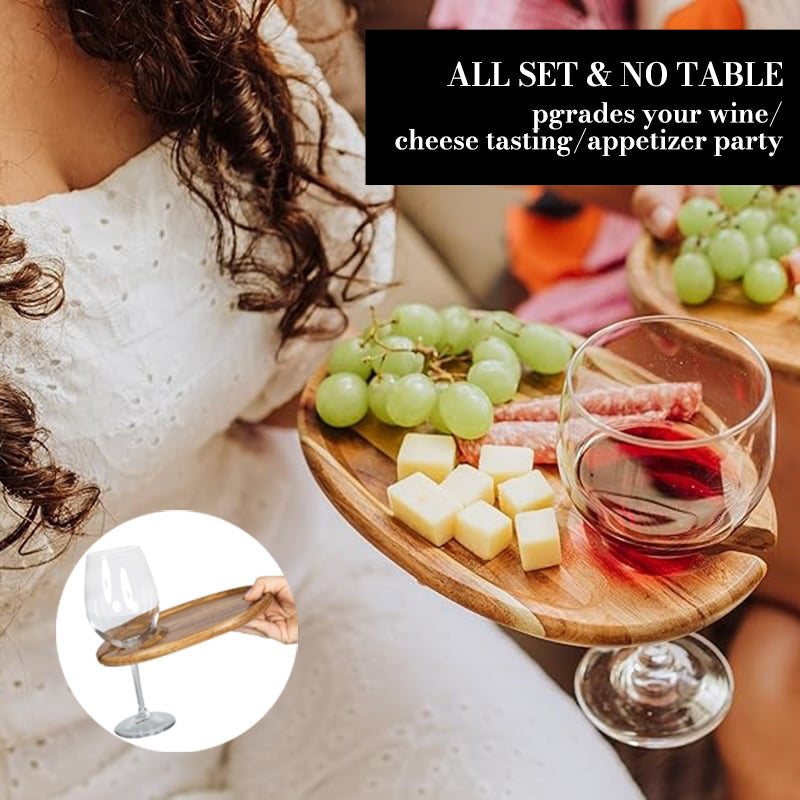 Stylish Snack Plate with Wine Glass Holder