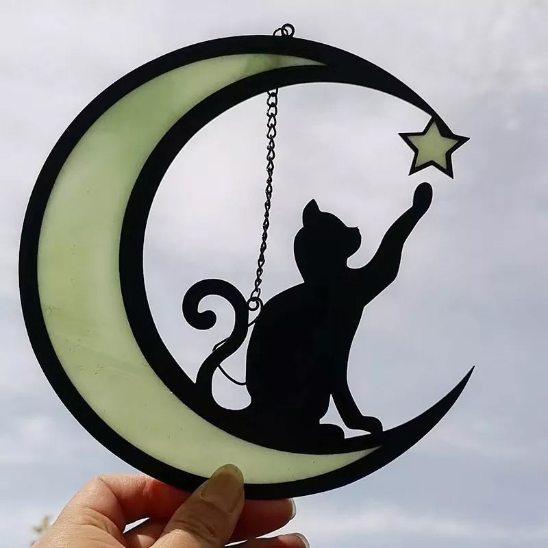 Cute Moon Cat Acrylic Pendant Necklace