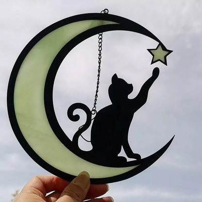 Cute Moon Cat Acrylic Pendant Necklace