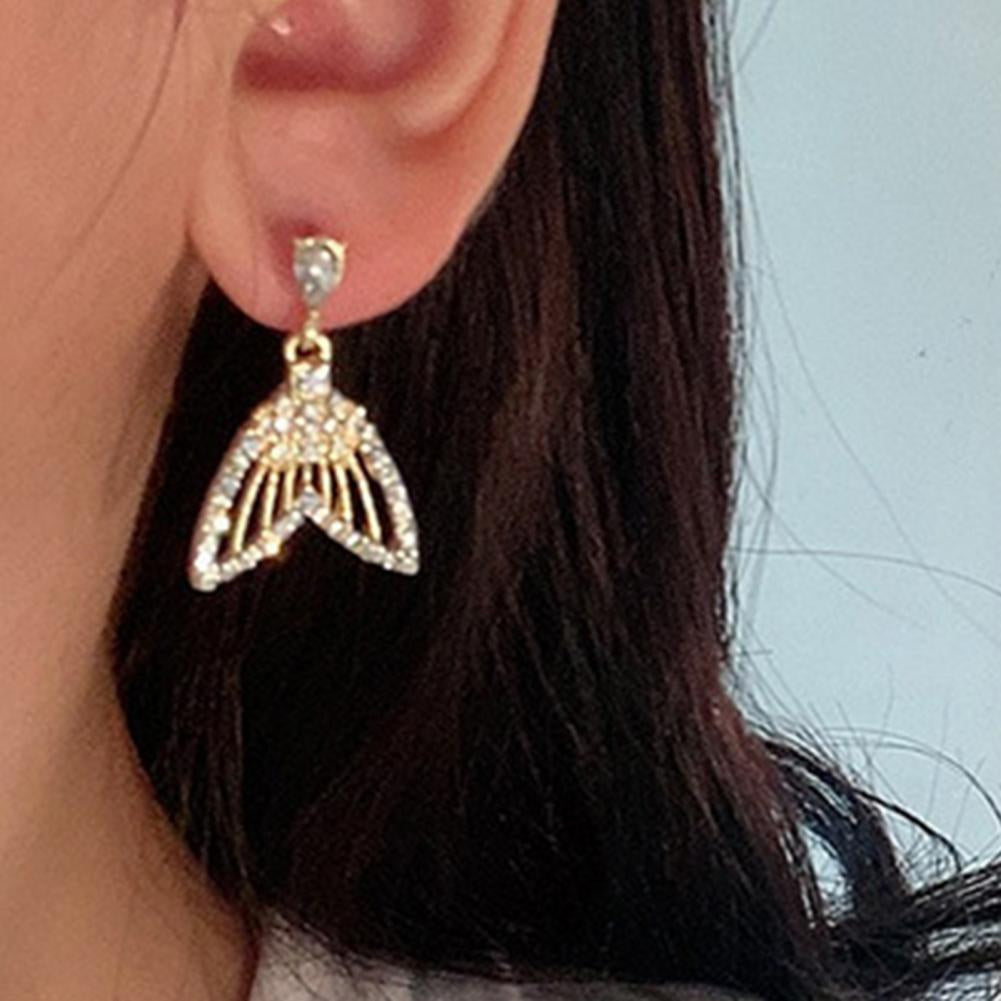 Sparkling Crystal Fish Drop Earrings - Fesara