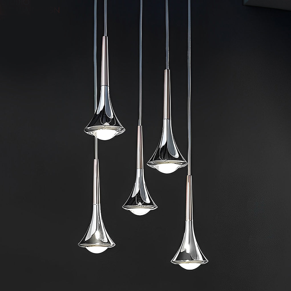 Modern Drop Pendant Lamp in Black, Gold, Chrome