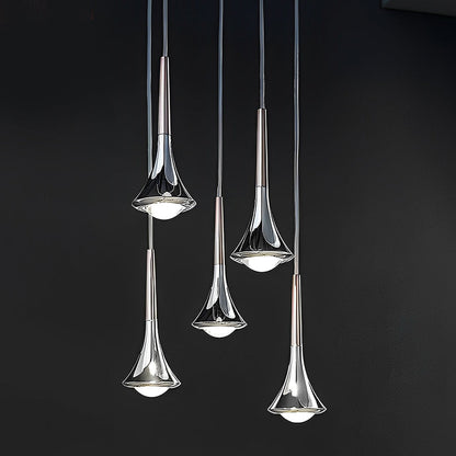 Modern Drop Pendant Lamp in Black, Gold, Chrome