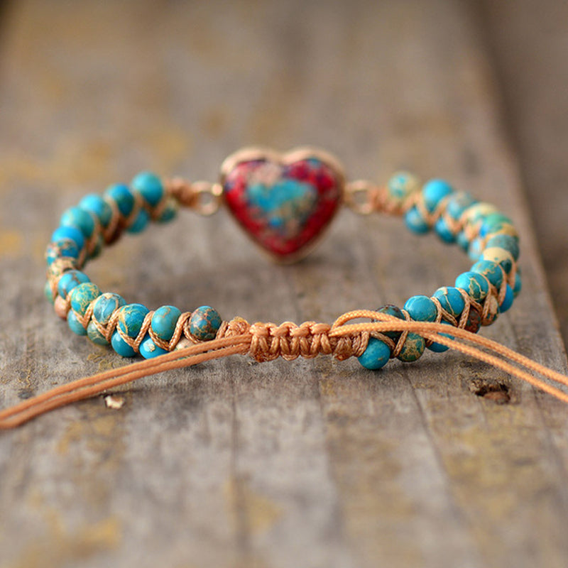 Beautiful Heart Shaped Jasper Jewelry Bracelet