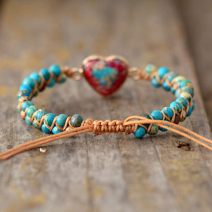 Beautiful Heart Shaped Jasper Jewelry Bracelet