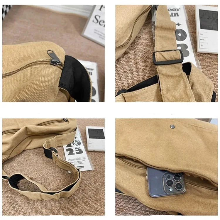 Practical Canvas Crossbody Messenger Bag for Daily Use