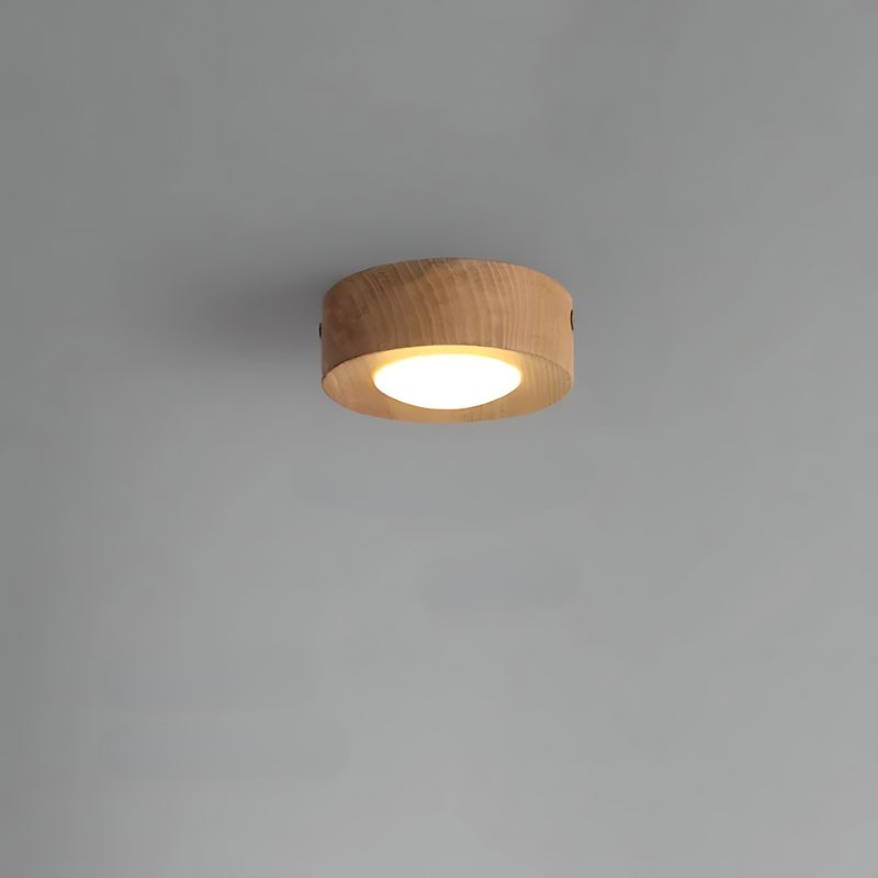Brown Wood Ceiling Lamp with LED Lights