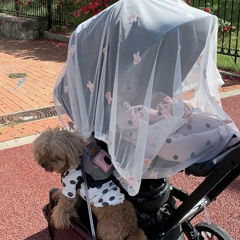 Baby Stroller Canopy with Muslin Fabric & Bug Net