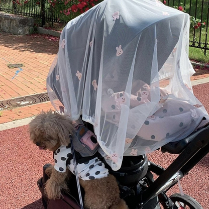 Baby Stroller Canopy with Muslin Fabric & Bug Net