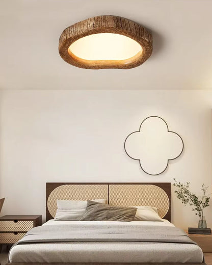 Rustic Wooden Round Ceiling Light