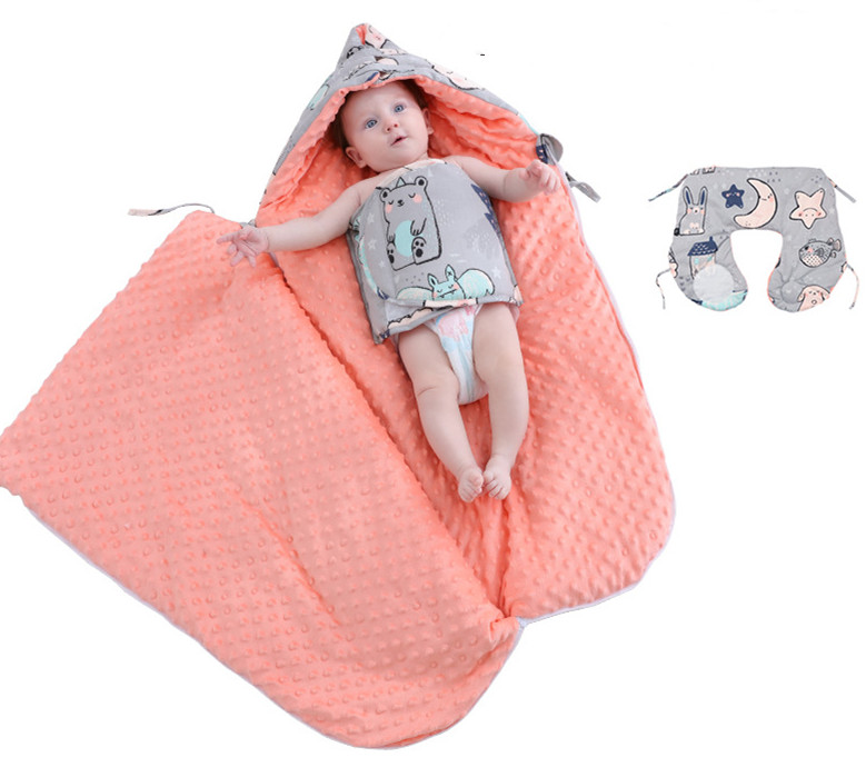 Soft Baby Sleep Sack with Hooded Minky Blanket