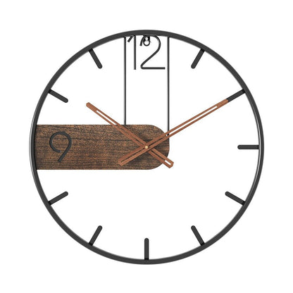 Rustic Wooden Wall Clock | Contemporary Metal Detail