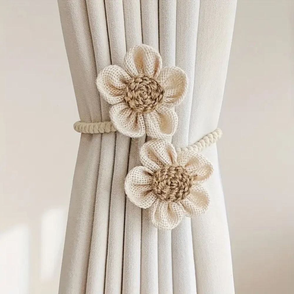 Elegant Floral Curtain Ties 2 Piece Set - Fesara