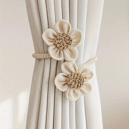 Elegant Floral Curtain Ties 2 Piece Set - Fesara