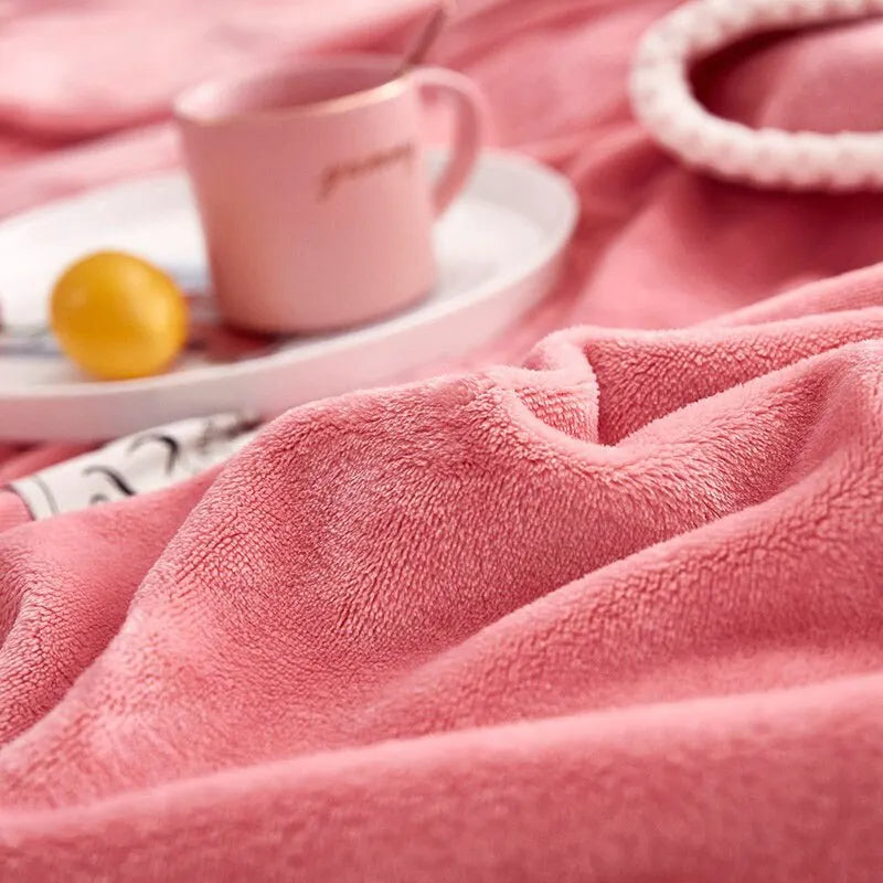 Soft Pink Plush Fleece Throw Blanket