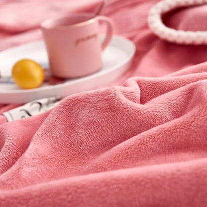 Soft Pink Plush Fleece Throw Blanket