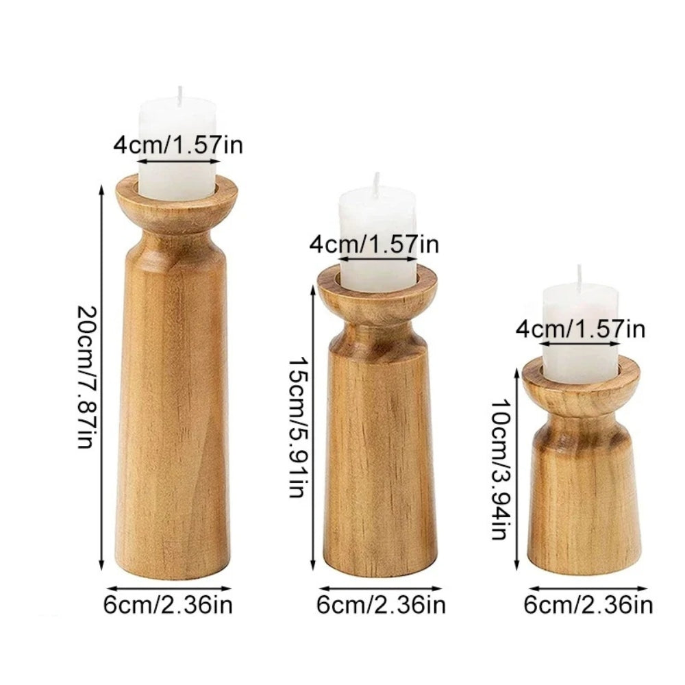 Handcrafted Wooden Candle Holder Set