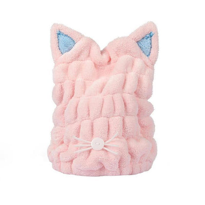 Adorable Kitty Soft Turban Towel Bath Cap