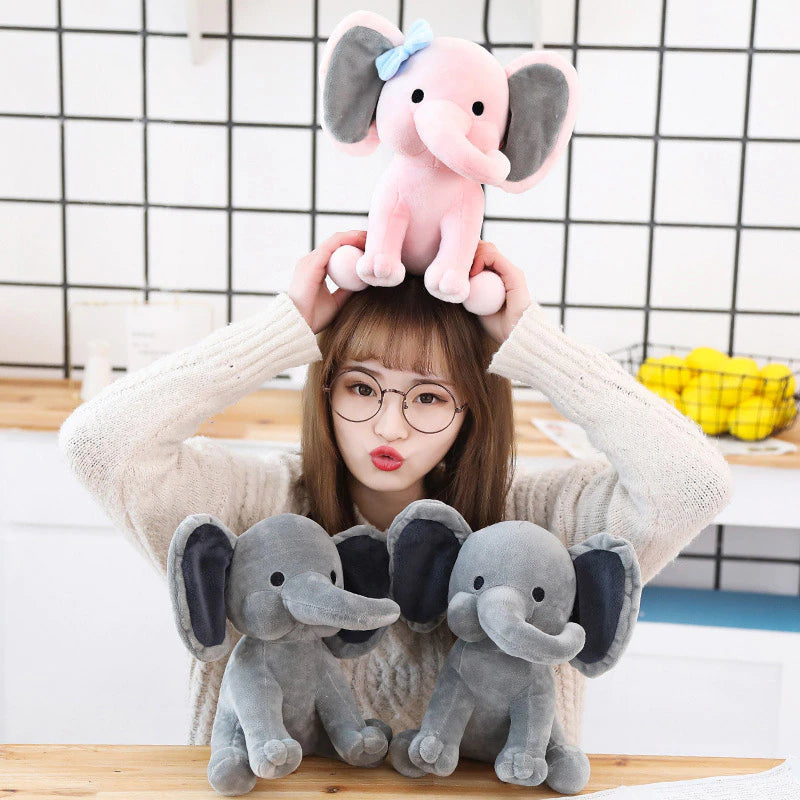 Soft Grey Cuddle Elephant Pillow for Kids