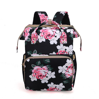 Portable Baby Bag with Floral Netting - Travel Diaper Bag - Fesara