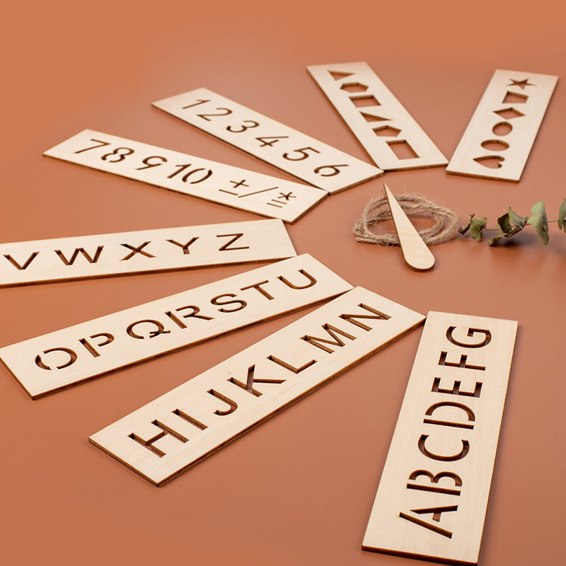 Wooden Alphabet Letter Tracing Templates for Kids