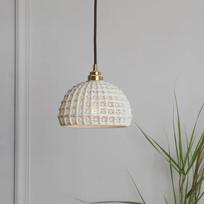 Simple White Ceramic Pendant Light - Fesara