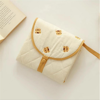 Portable Folding Baby Changing Pad with Cute Bear Design