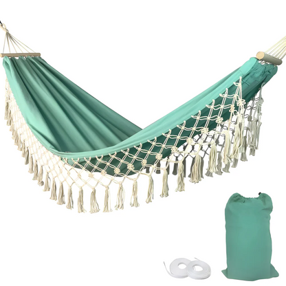 Luxury Hammock with Solid Wood Frame - Indoor Outdoor Use