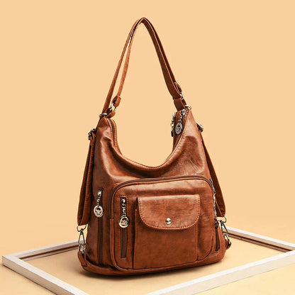 Spacious Genuine Leather Tote Handbag - Fesara
