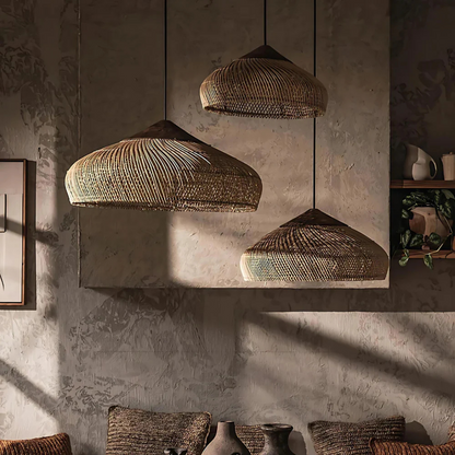 Natural Woven Pendant Light Fixture - Fesara