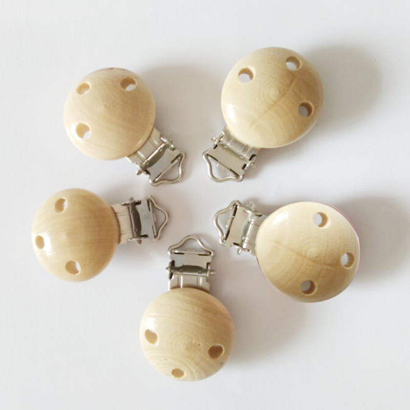 Natural Wood Baby Clip with Easy Metal Fastener