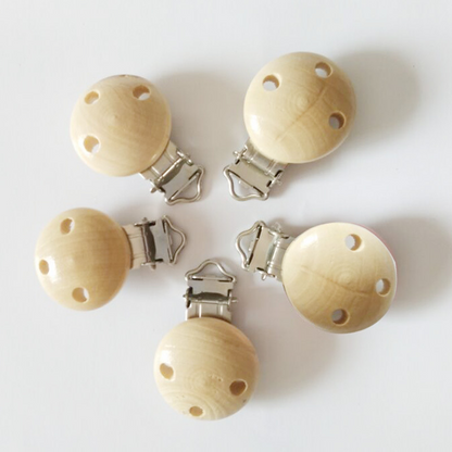 Natural Wood Baby Clip with Easy Metal Fastener