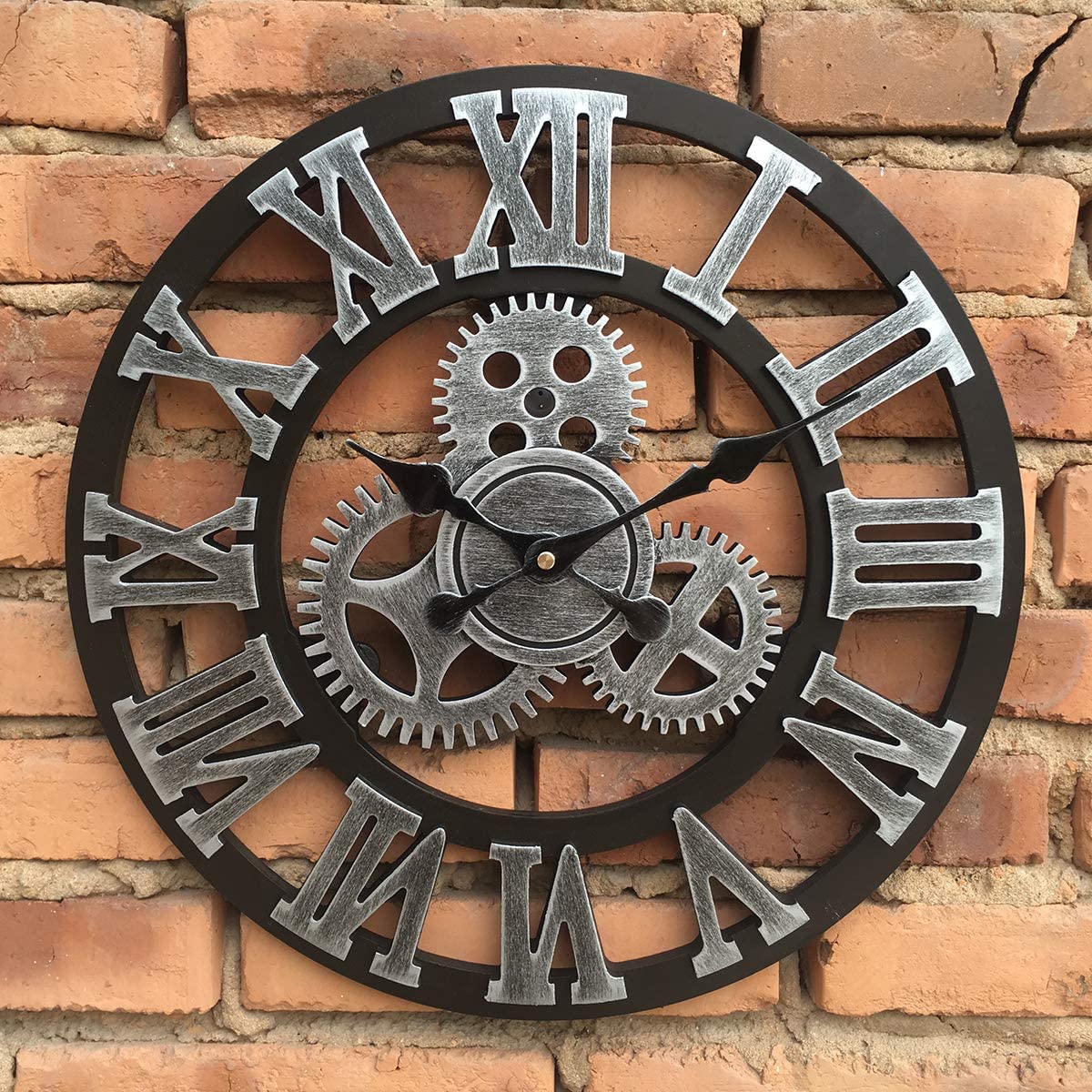 Large Vintage Metal Wall Clock with Quiet Quartz Mechanism