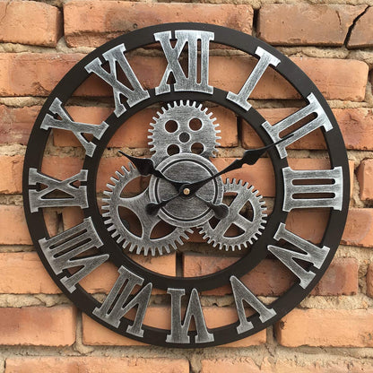 Large Vintage Metal Wall Clock with Quiet Quartz Mechanism