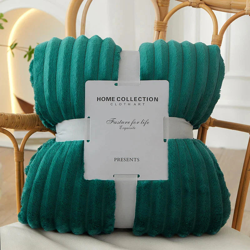 Soft Plush Striped Throw Blanket