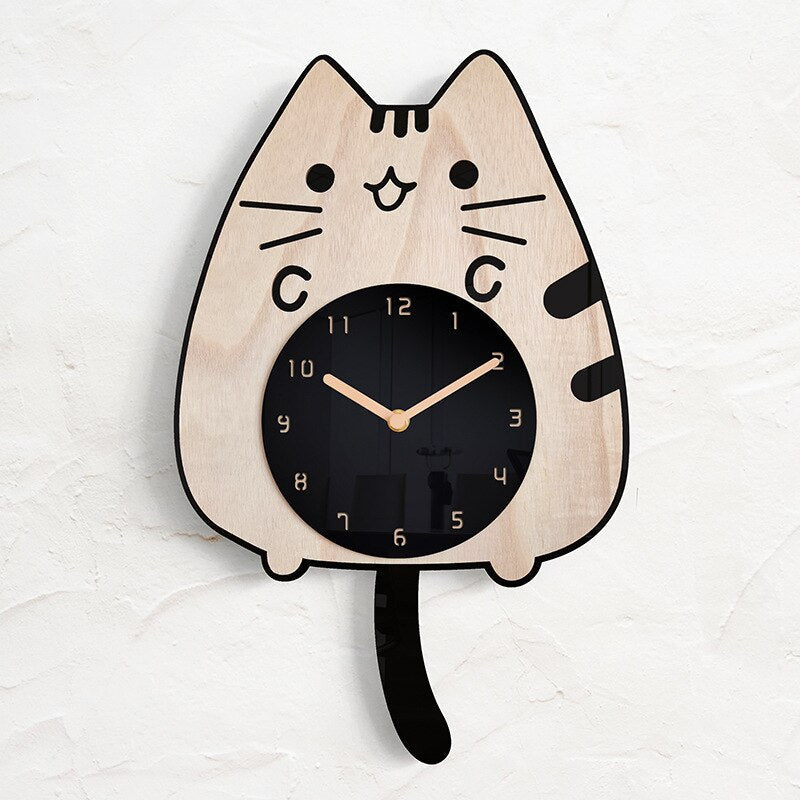 Fun Feline Pendulum Wall Clock