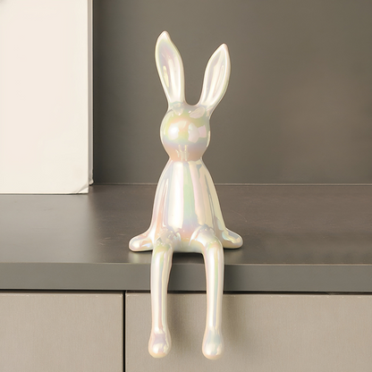Glossy White Bunny Decoration Figurine