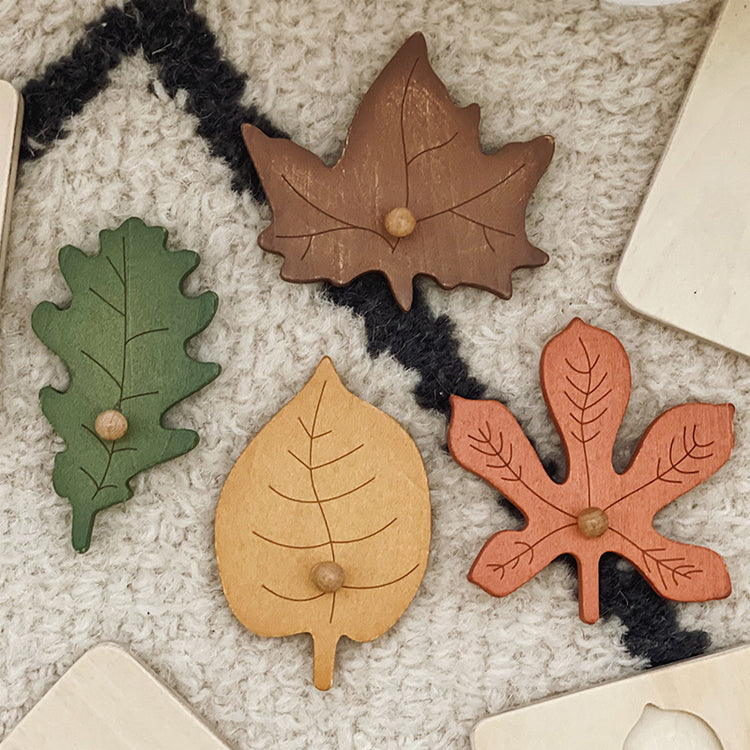 Natural Wooden Leaf Shape Sorting Puzzle
