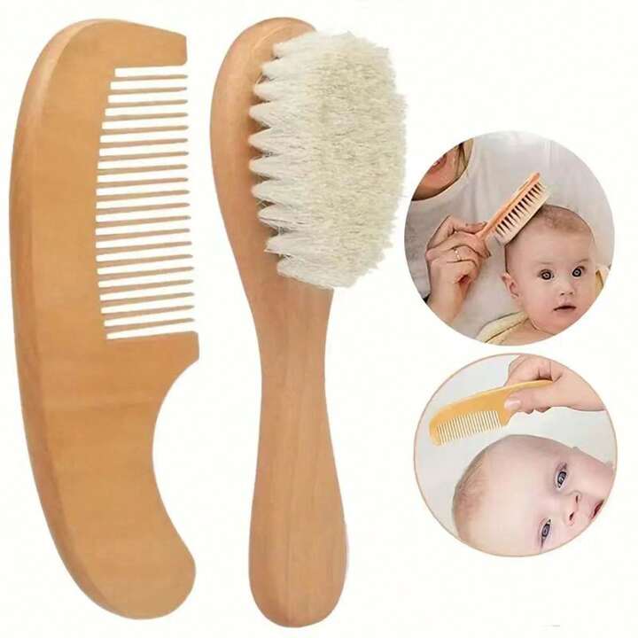 Gentle Baby Hair Brush Set with Wooden Comb